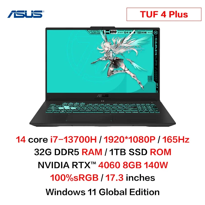 Asus TUF4 Plus Gaming Laptop Intel I7-13700H RTX4060