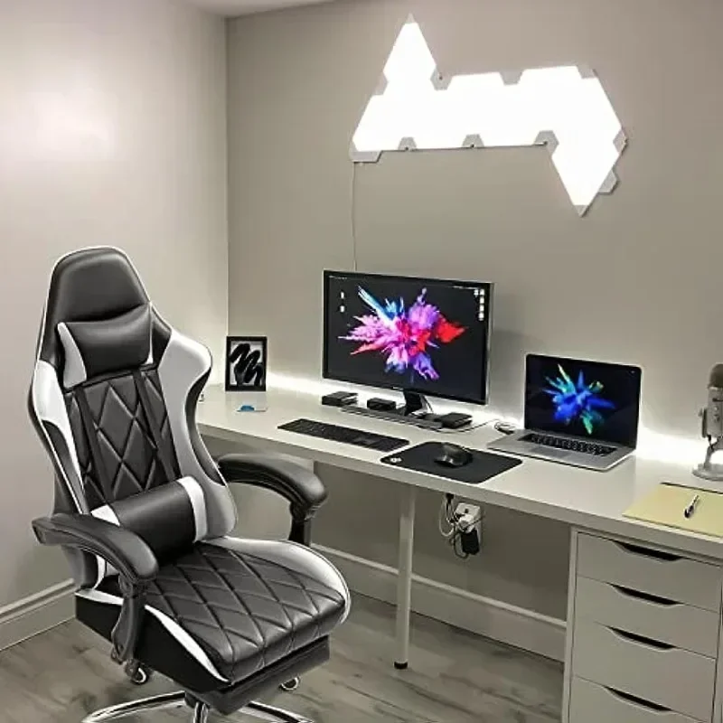 Gaming Chair with Footrest and Massage Lumbar Support - Image 2