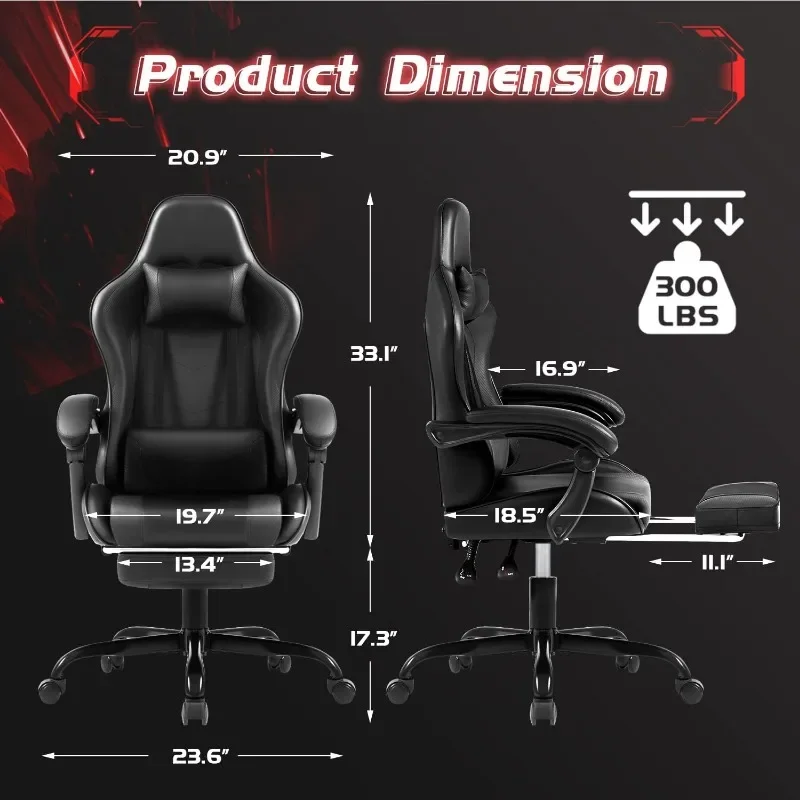 Gaming Chair with Footrest and 360 Swivel - Image 3