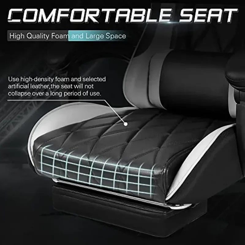 Gaming Chair with Footrest and Massage Lumbar Support - Image 6