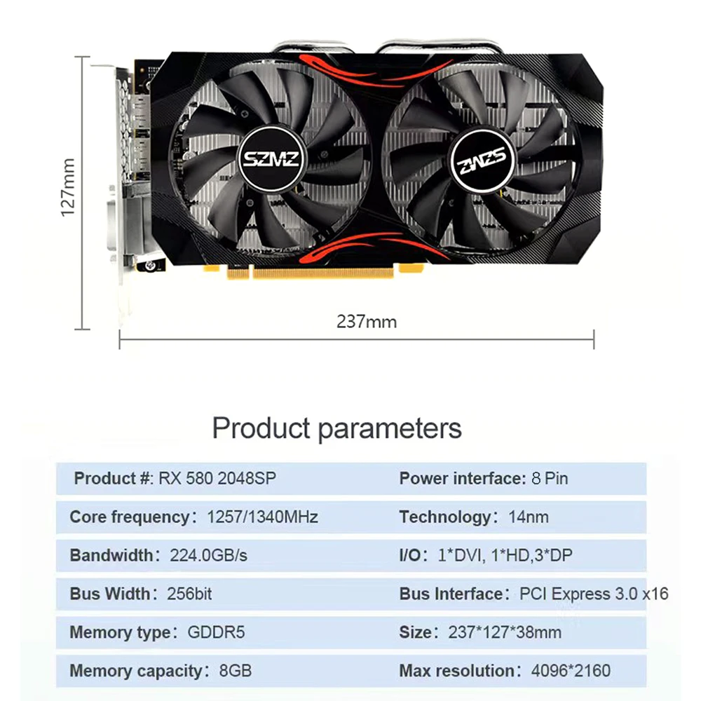 GTX 1060 RX 580 GDDR5 Gaming Graphics Card - Image 8